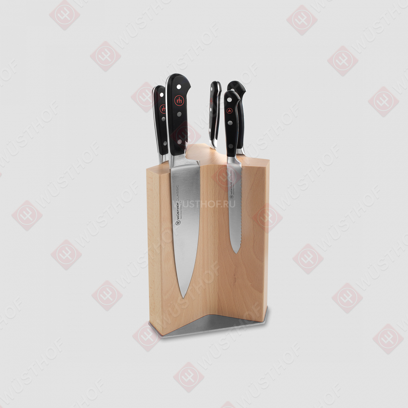 Набор из 6-ти кухонных ножей на подставке из бука, серия Classic, WUESTHOF, Золинген, Германия