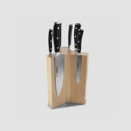 Набор из 6-ти кухонных ножей на подставке из бука, серия Classic Ikon, WUESTHOF, Золинген, Германия, Наборы ножей с подставкой