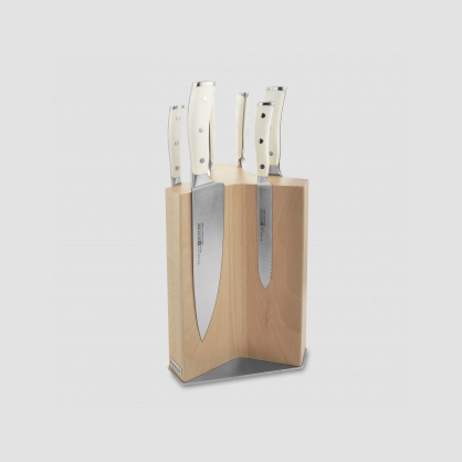 Набор из 6-ти кухонных ножей на подставке из бука, серия Ikon Cream White, WUESTHOF, Золинген, Германия, Наборы ножей с подставкой