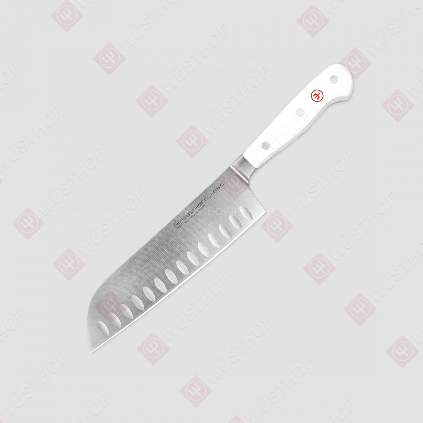 Нож кухонный Сантоку 17 см, с углублениями на кромке, серия White Classic, WUESTHOF, Золинген, Германия