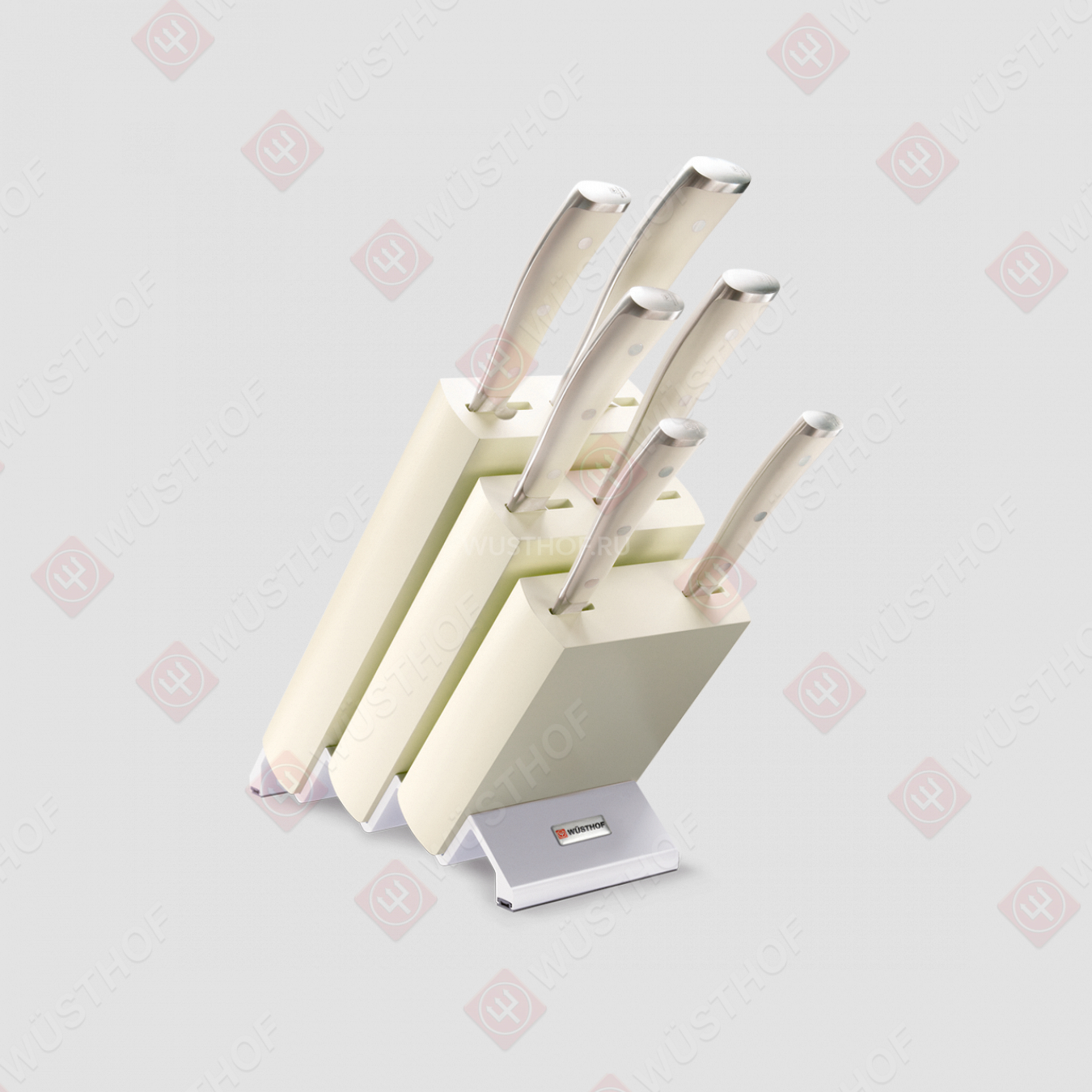 Набор кухонных ножей 6 предметов в подставке, серия Ikon Cream White, WUESTHOF, Золинген, Германия