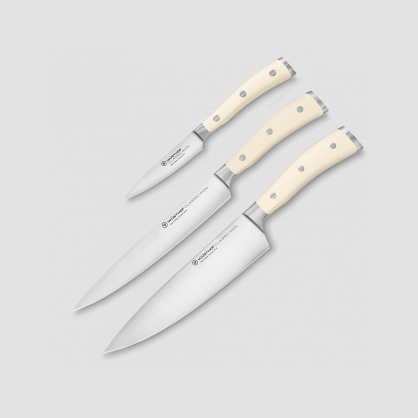 Набор кухонных ножей 3 штуки, серия Ikon Cream White, WUESTHOF, Золинген, Германия, Наборы ножей без подставки