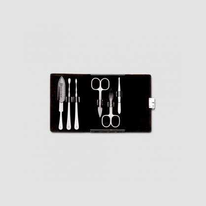 Набор маникюрный 6 предметов в кожаном футляре, сатин, цвет черный, WUESTHOF, Германия, Серия Manicure sets