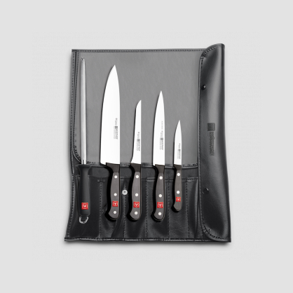 Набор для повара: 4 ножа, мусат, и чехол, серия Gourmet, WUESTHOF, Золинген, Германия, Наборы ножей без подставки