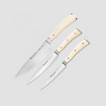 Набор из 3-х кухонных ножей поварская тройка, серия Ikon Cream White, WUESTHOF, Золинген, Германия, Наборы ножей без подставки