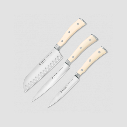 Набор из 3-х кухонных ножей поварская тройка, серия Ikon Cream White, WUESTHOF, Золинген, Германия, Наборы ножей без подставки