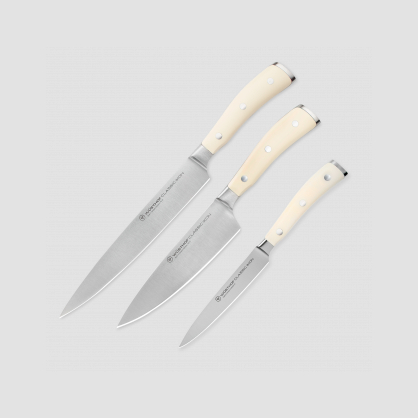 Набор из 3-х кухонных ножей поварская тройка, серия Ikon Cream White, WUESTHOF, Золинген, Германия, Наборы ножей без подставки